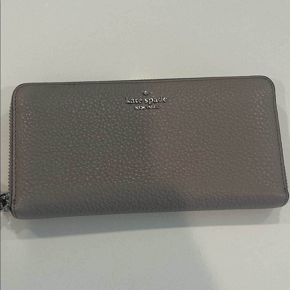 Kate Spade Pebbled Leather Wallet in Gray